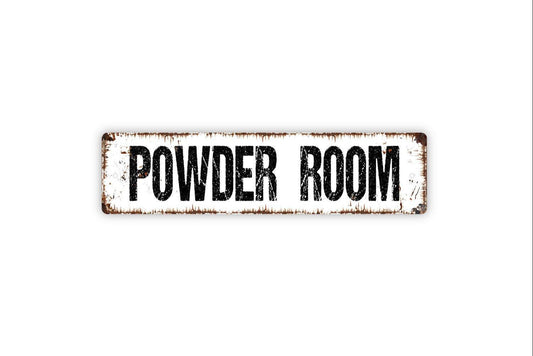 Powder Room Sign | Bathroom Restroom Door Wall Decor | Metal Sign or Vinyl Sticker for Home Guest Bath Toilet