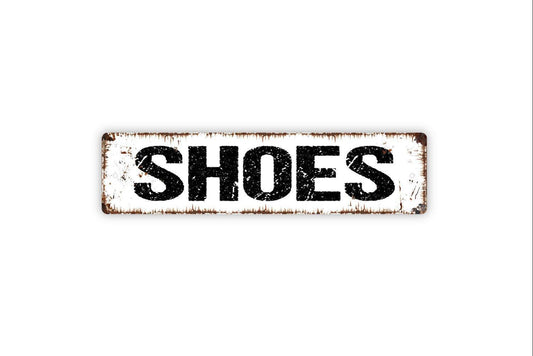 Shoes Sign | Please Remove Shoes Entryway Wall Decor | Metal Sign or Vinyl Sticker for Home Porch Mudroom Apartment