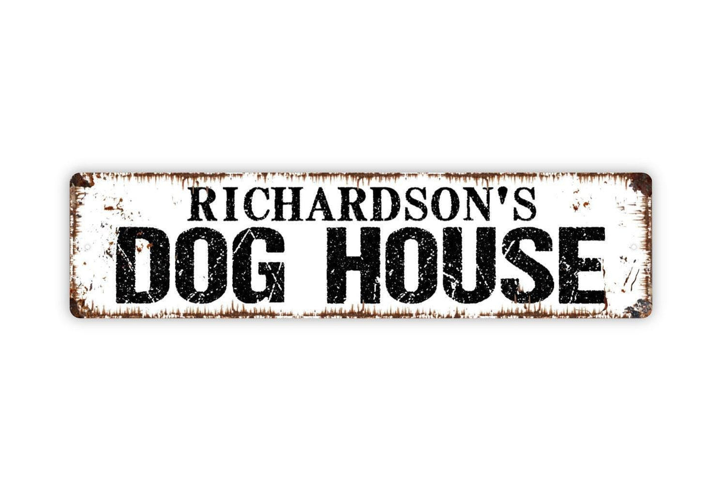 Personalized Dog House Sign Custom Pet Name Sign | Metal Wall Sign or Vinyl Sticker | Dog Lover Gift for Home, Yard, Porch, or Kennel | Size