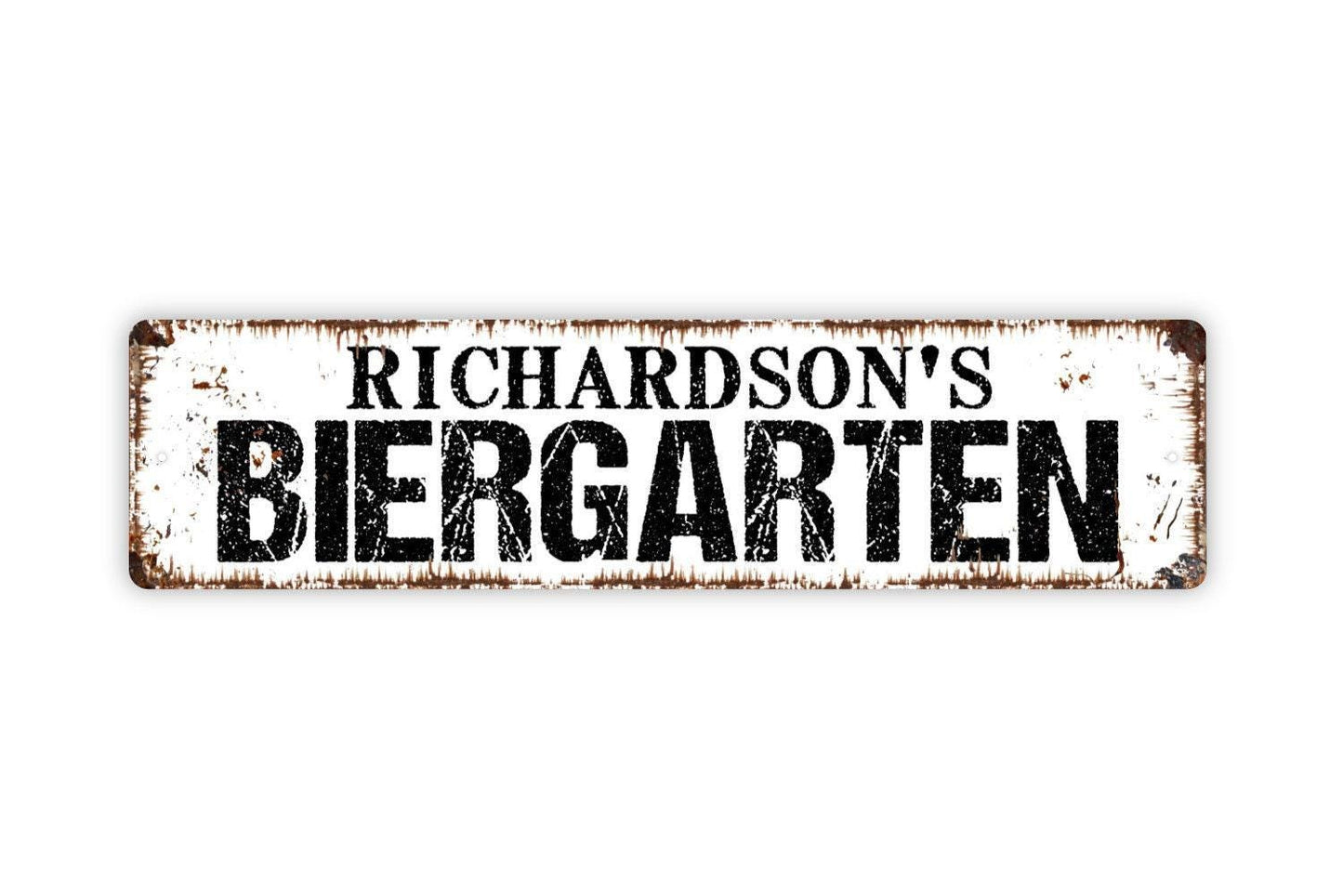 Personalized Biergarten Sign - Beer Garden Pub Bar Tavern Saloon Drink German Booze Rustic Street Metal Sign or Door Name Plate Plaque