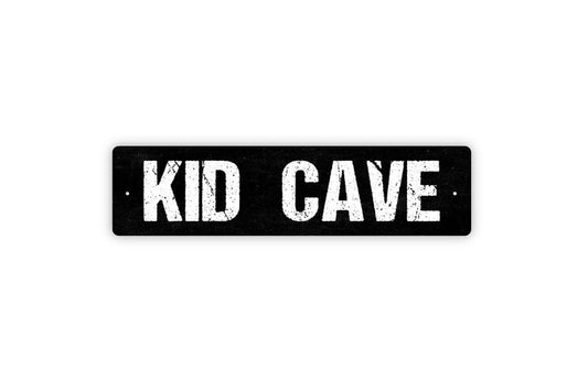 Kid Cave Sign - Clubhouse Playroom Vinyl Sticker Or  Metal Street Sign or Door Name Plate Plaque