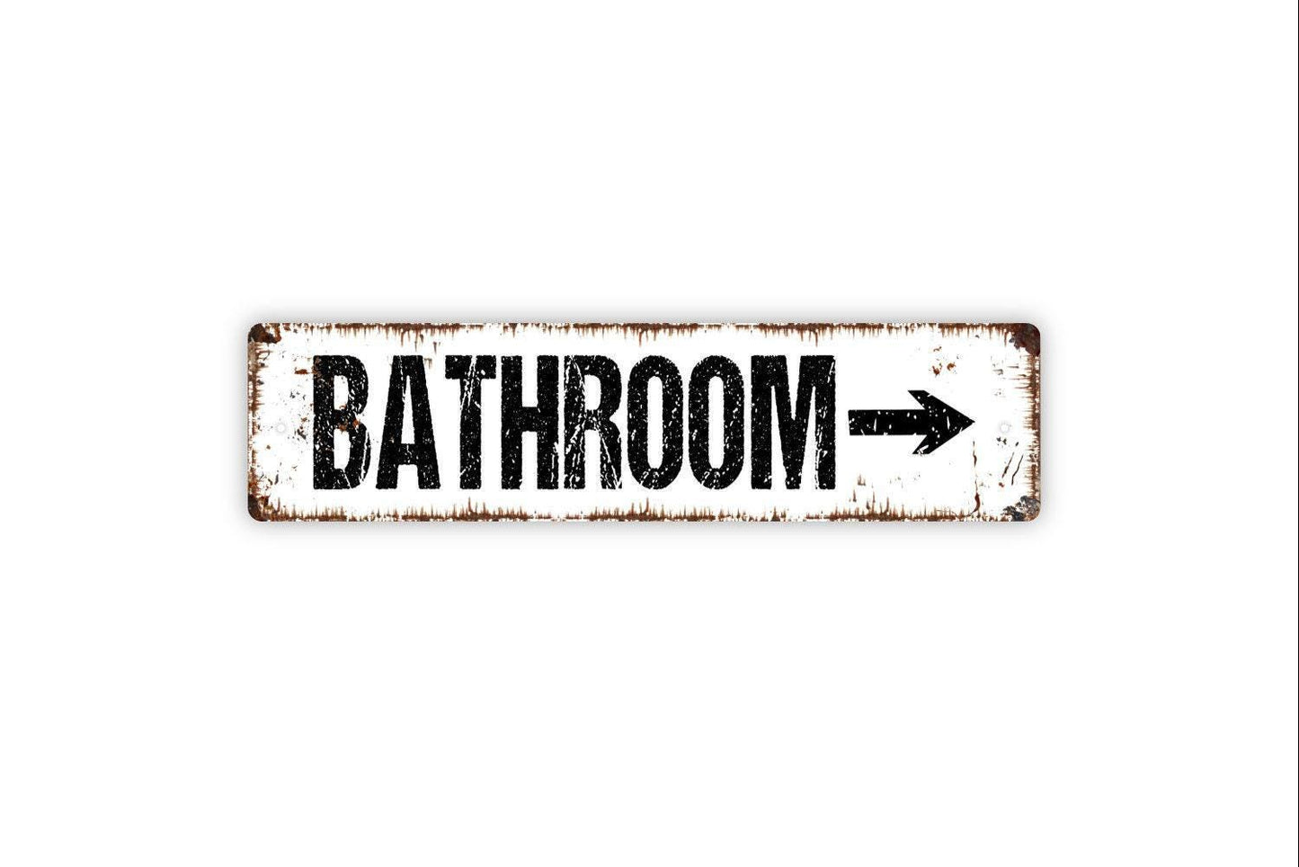 Bathroom With Arrow Sign | Restroom Directional Wall Sign | Metal Bathroom Sign or Vinyl Sticker for Home or Business