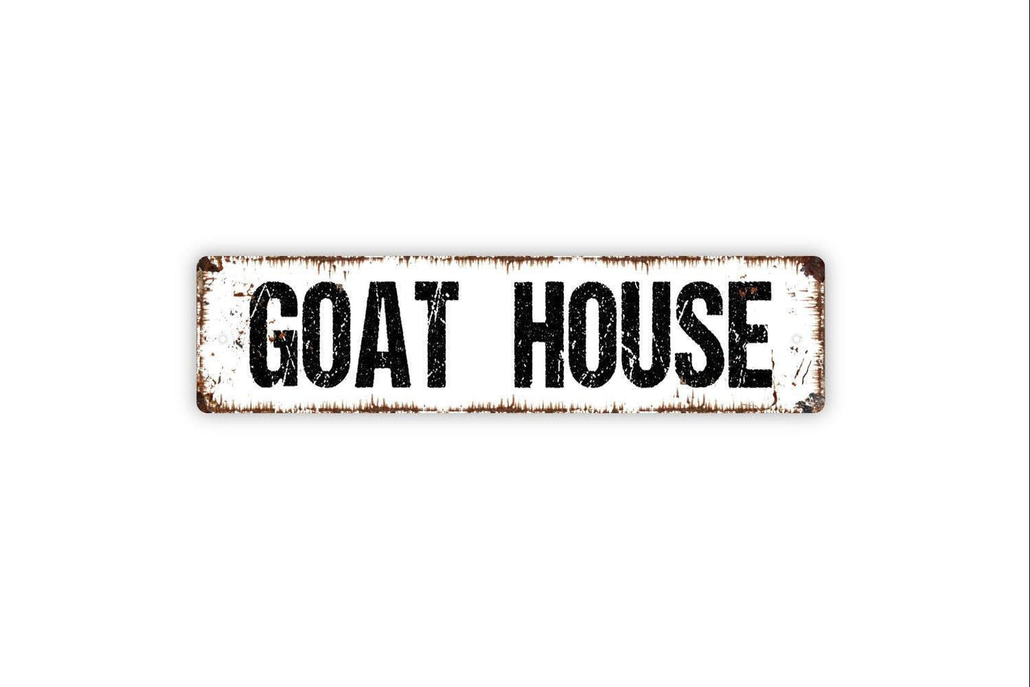 Goat House Sign - Farm Farmer Ranch Vinyl Sticker Or  Street Metal Sign or Door Name Plate Plaque
