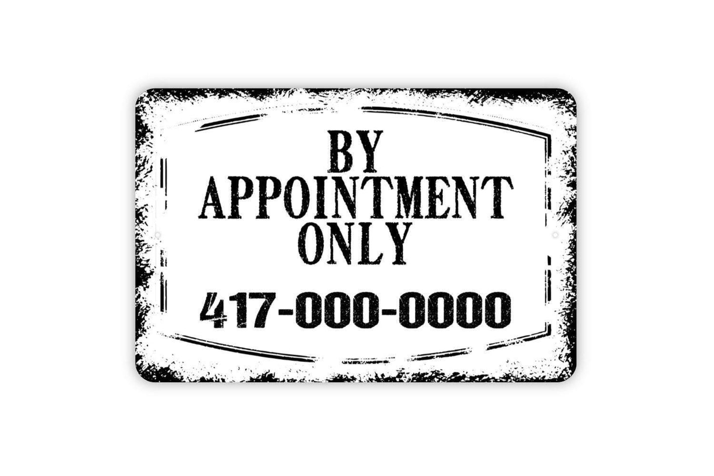 Personalized By Appointment Only Phone Number Sign - Custom Metal Indoor or Outdoor Wall Art