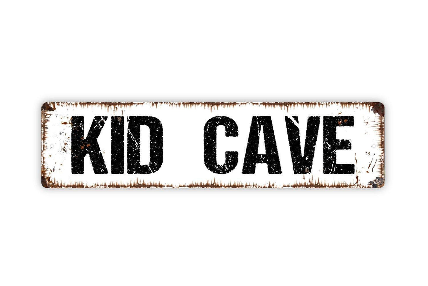 Kid Cave Sign - Clubhouse Playroom Vinyl Sticker Or  Metal Street Sign or Door Name Plate Plaque