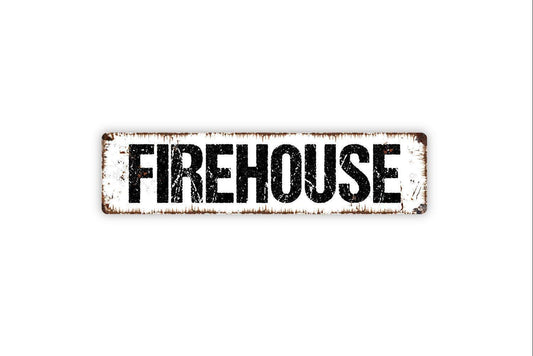 Firehouse Metal Sign, Firefighter Man Cave Vinyl Sticker Or  Custom Name Metal Sign, Vinyl Sticker Or  Street Sign or Door Name Plate Plaque
