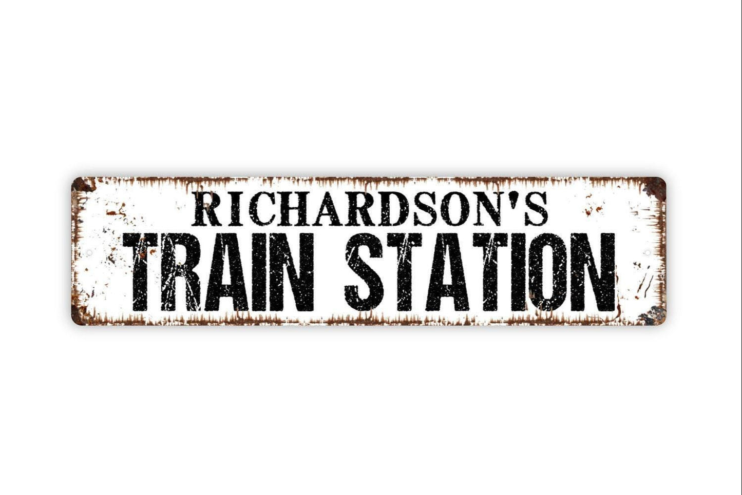 Personalized Train Station Sign, Custom Metal Sign, Vinyl Sticker Or  Street Sign or Door Name Plate Plaque