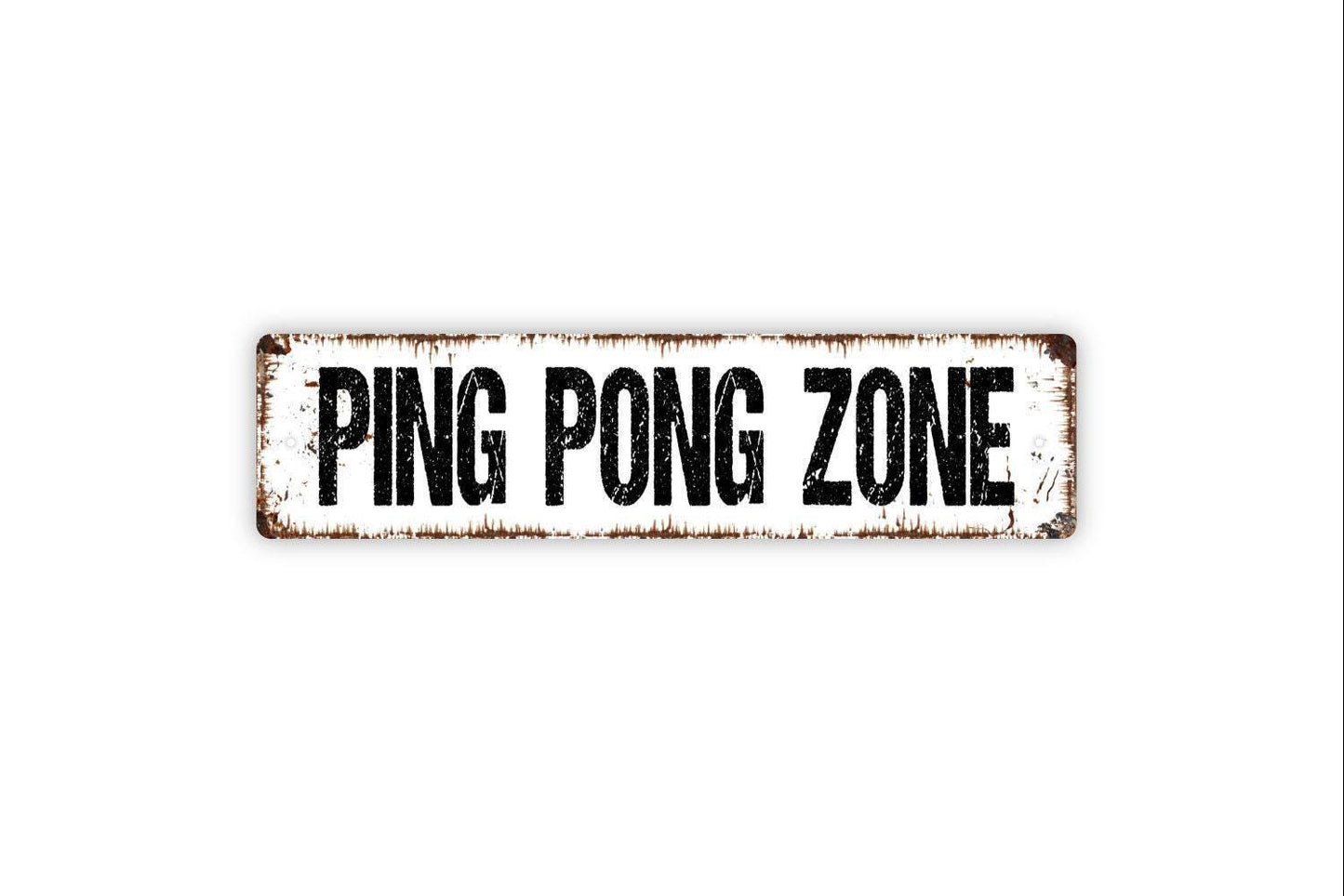 Ping Pong Zone Sign - Play Paddle Ball Net Table Tennis Arcade Game Room Vinyl Sticker Or  Street Metal Sign or Door Name Plate Plaque