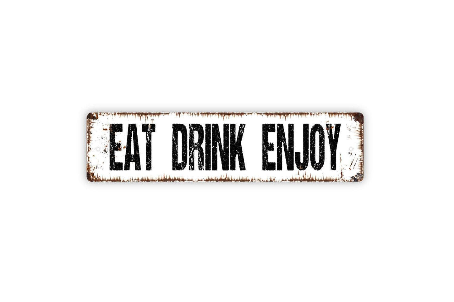 Eat Drink Enjoy Sign – Kitchen or Dining Room Wall Decor – Rustic Farmhouse Bar Sign – Metal Sign or Vinyl Sticker