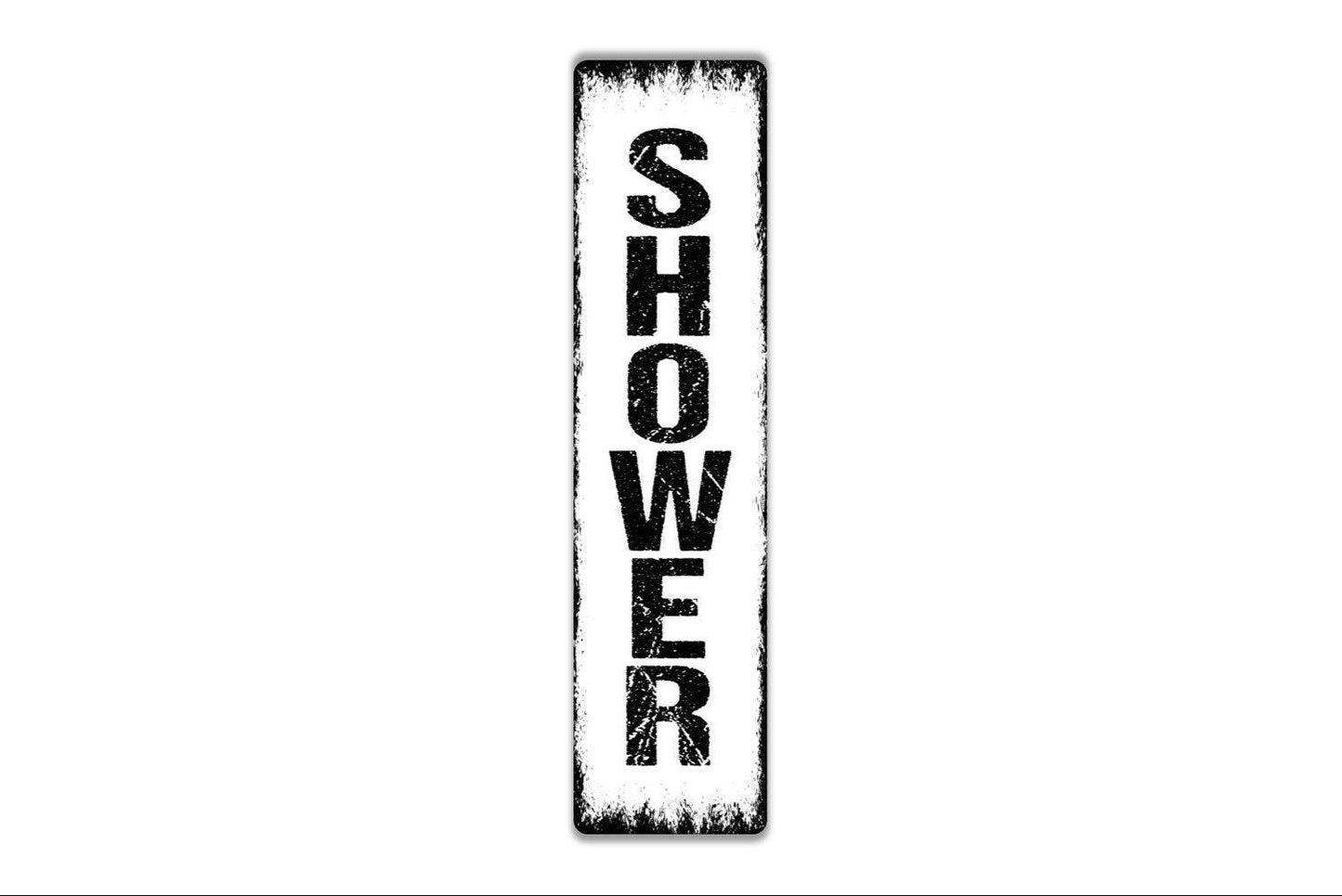 Vertical Shower Sign - Bathroom Bath House Restroom Outdoor Or Indoor Vinyl Sticker Or  Street Metal Sign or Door Name Plate Plaque