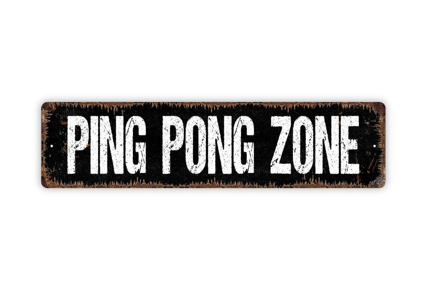 Ping Pong Zone Sign - Play Paddle Ball Net Table Tennis Arcade Game Room Vinyl Sticker Or  Street Metal Sign or Door Name Plate Plaque