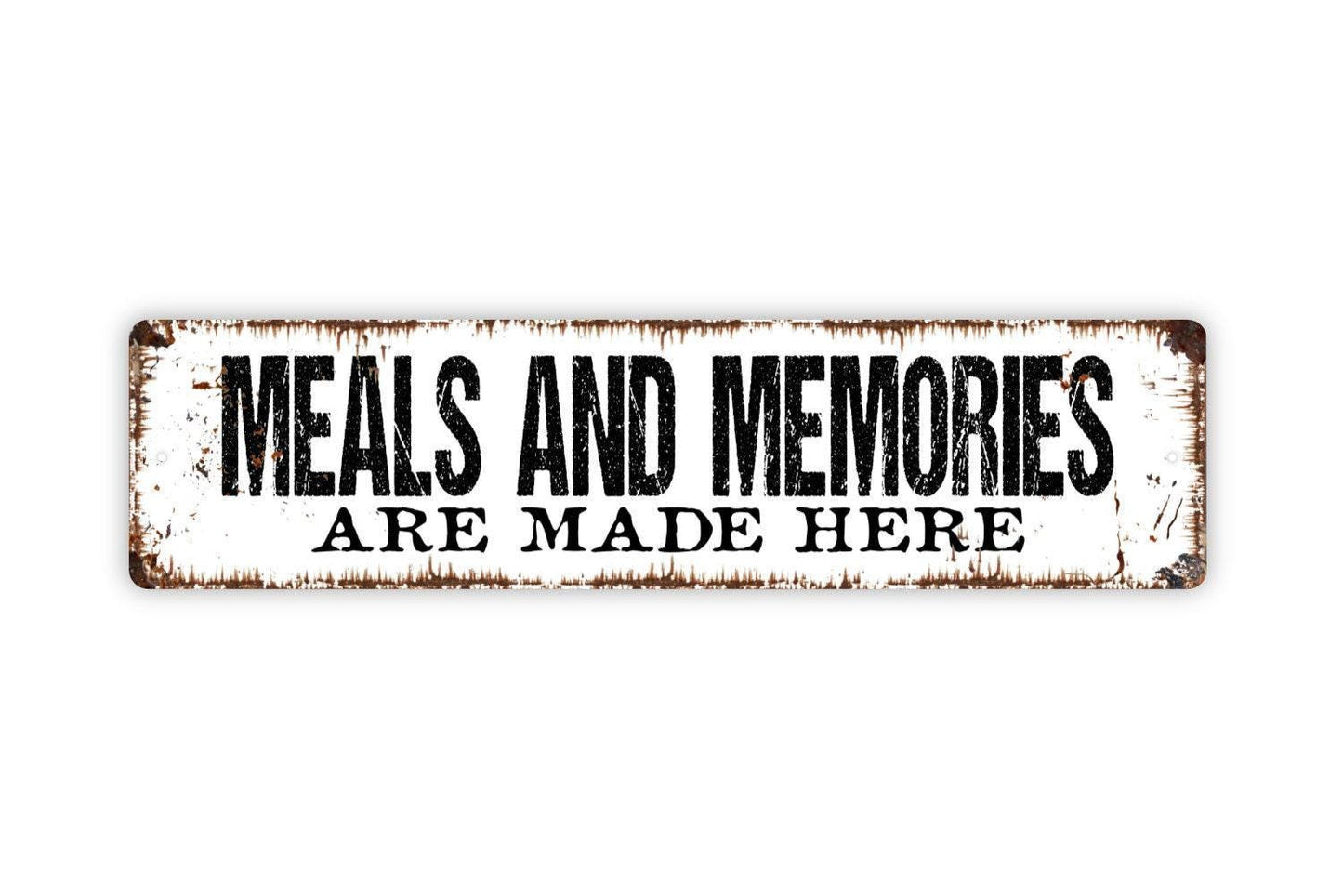 Meals and Memories Are Made Here Sign Metal or Vinyl Sticker | Rustic Farmhouse Kitchen Decor | Dining Room Sign | Family Gathering Gift