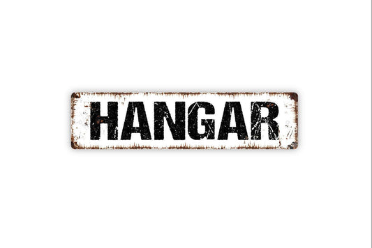 Hangar Sign Metal or Vinyl Sticker | Airplane Hangar Wall Decor | Pilot Gift Sign | Aviation Wall Art | Airplane Lover Man Cave Decor