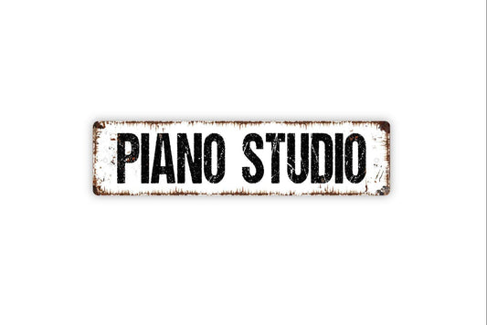 Piano Studio Sign Metal or Vinyl Sticker | Music Teacher Sign | Rustic Music Room Decor | Piano Lesson Sign | Music Studio Wall Art