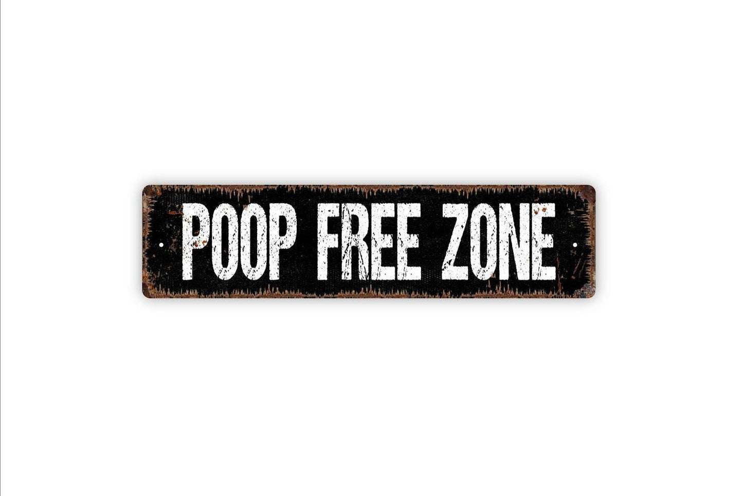 Poop Free Zone Sign | Funny Boat or Camper Wall Decor | Rustic RV Bathroom Humor | Custom Metal Sign or Vinyl Sticker | Travel Trailer