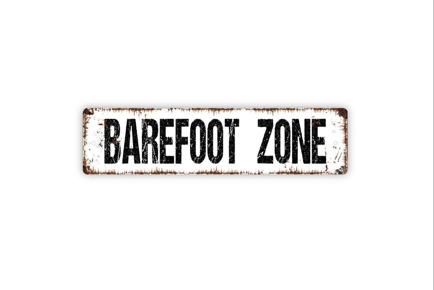 Barefoot Zone Sign | Fun Summer Wall Decor | Metal Sign or Vinyl Sticker for Pool, Beach House, Patio, or Backyard
