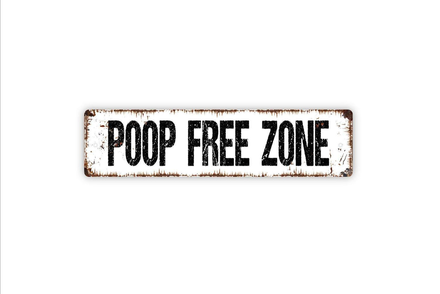 Poop Free Zone Sign | Funny Boat or Camper Wall Decor | Rustic RV Bathroom Humor | Custom Metal Sign or Vinyl Sticker | Travel Trailer