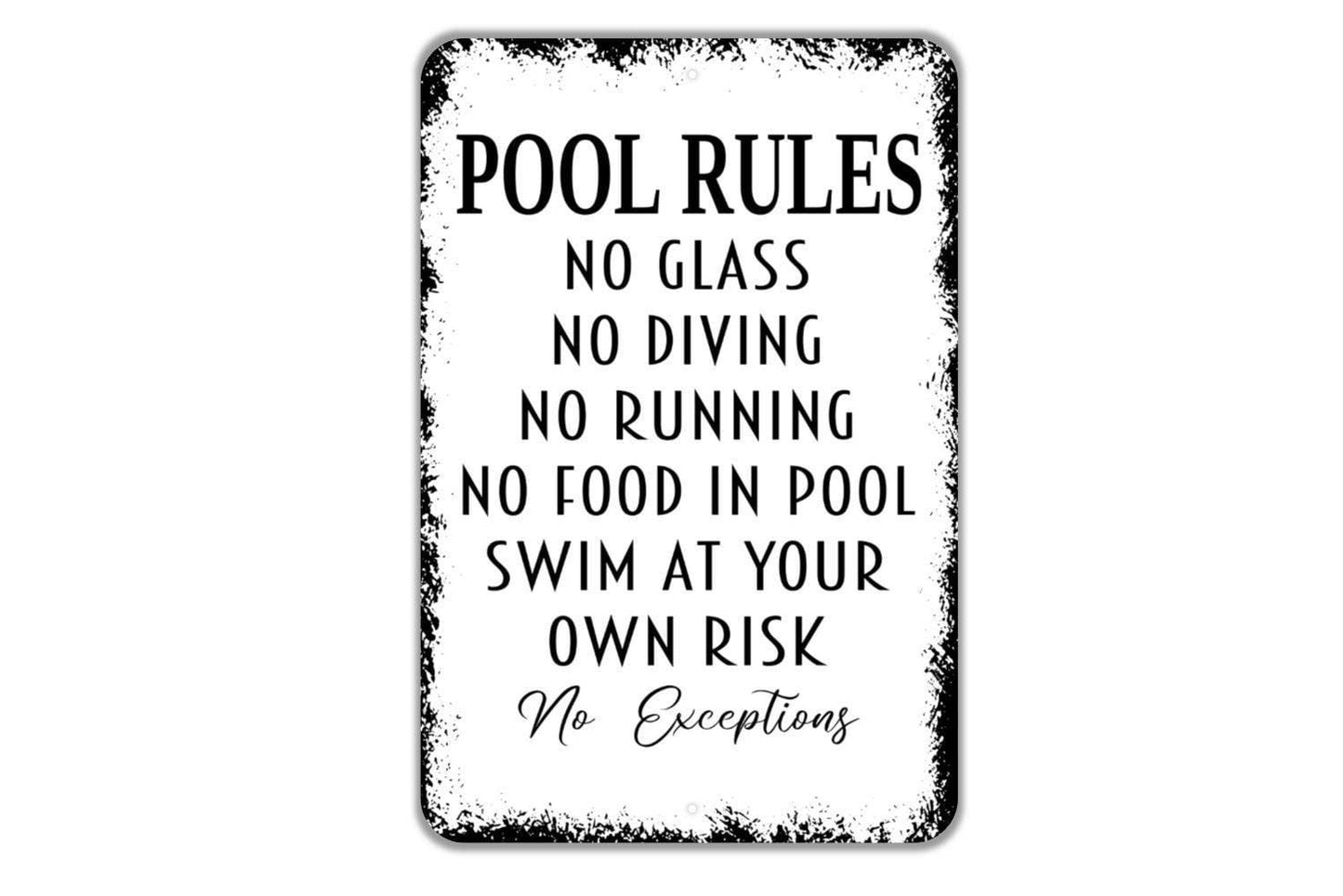 Personalized Custom Pool Rules Sign | Funny Swimming Pool Safety Decor | Metal Sign or Vinyl Sticker for Backyard Patio Deck