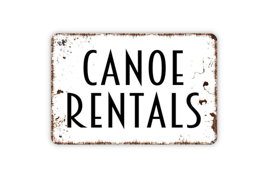 Canoe Rentals Sign | Rustic Lake House Wall Decor | Cabin or Lodge Wall Art | Custom Metal Sign or Vinyl Sticker | Outdoor Adventure Sign