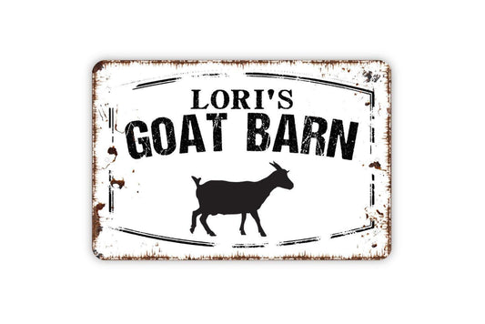 Personalized Goat Barn Sign - Custom Your Name Goat House Farm Metal Wall Art Indoor Or Outdoor