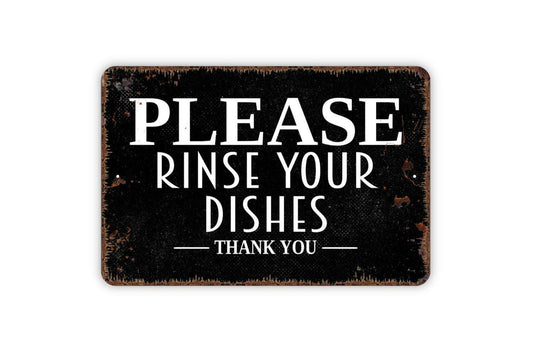 Please Rinse Your Dishes Thank You Sign | Kitchen Sign | Rustic Farmhouse Wall Decor | Metal Sign or Vinyl Sticker | Dishwashing Reminder