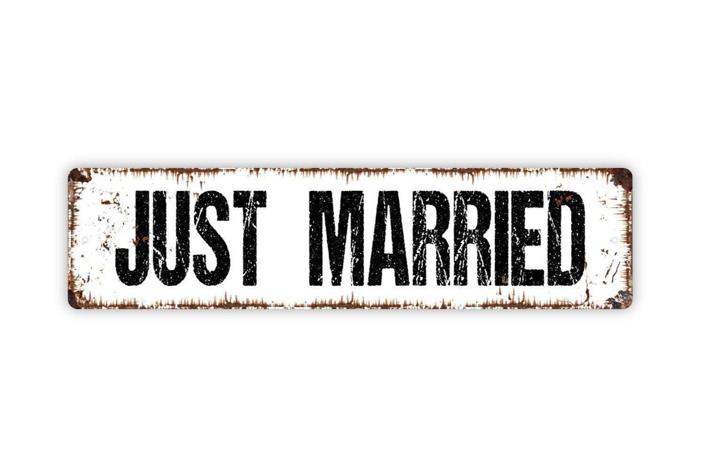 Just Married Sign | Rustic Wedding Wall Decor | Bride and Groom Reception Sign | Custom Metal Sign or Vinyl Sticker | Newlywed Car Sign