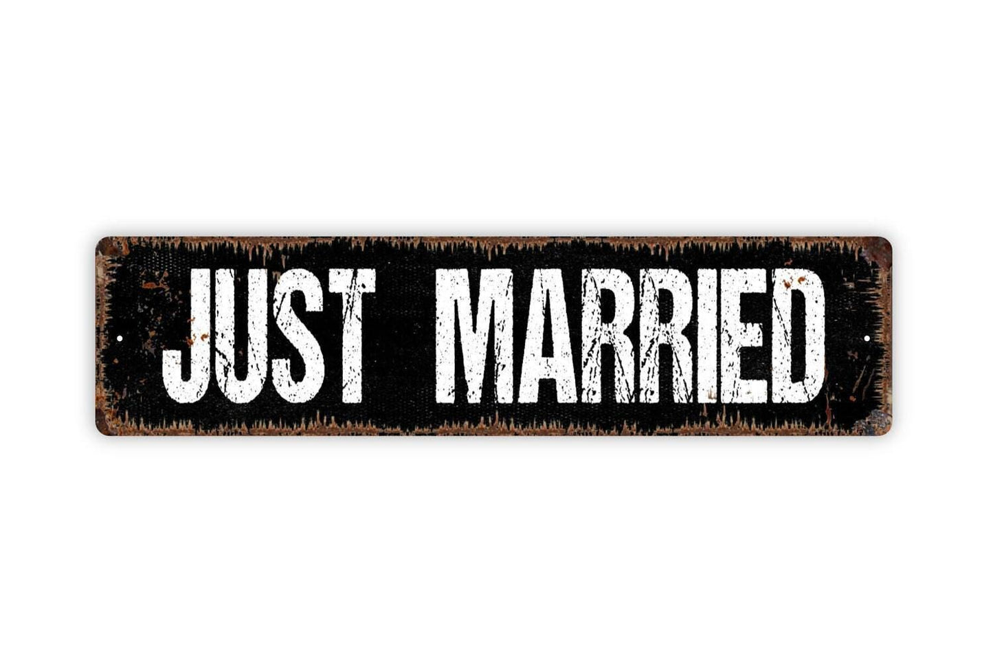 Just Married Sign | Rustic Wedding Wall Decor | Bride and Groom Reception Sign | Custom Metal Sign or Vinyl Sticker | Newlywed Car Sign