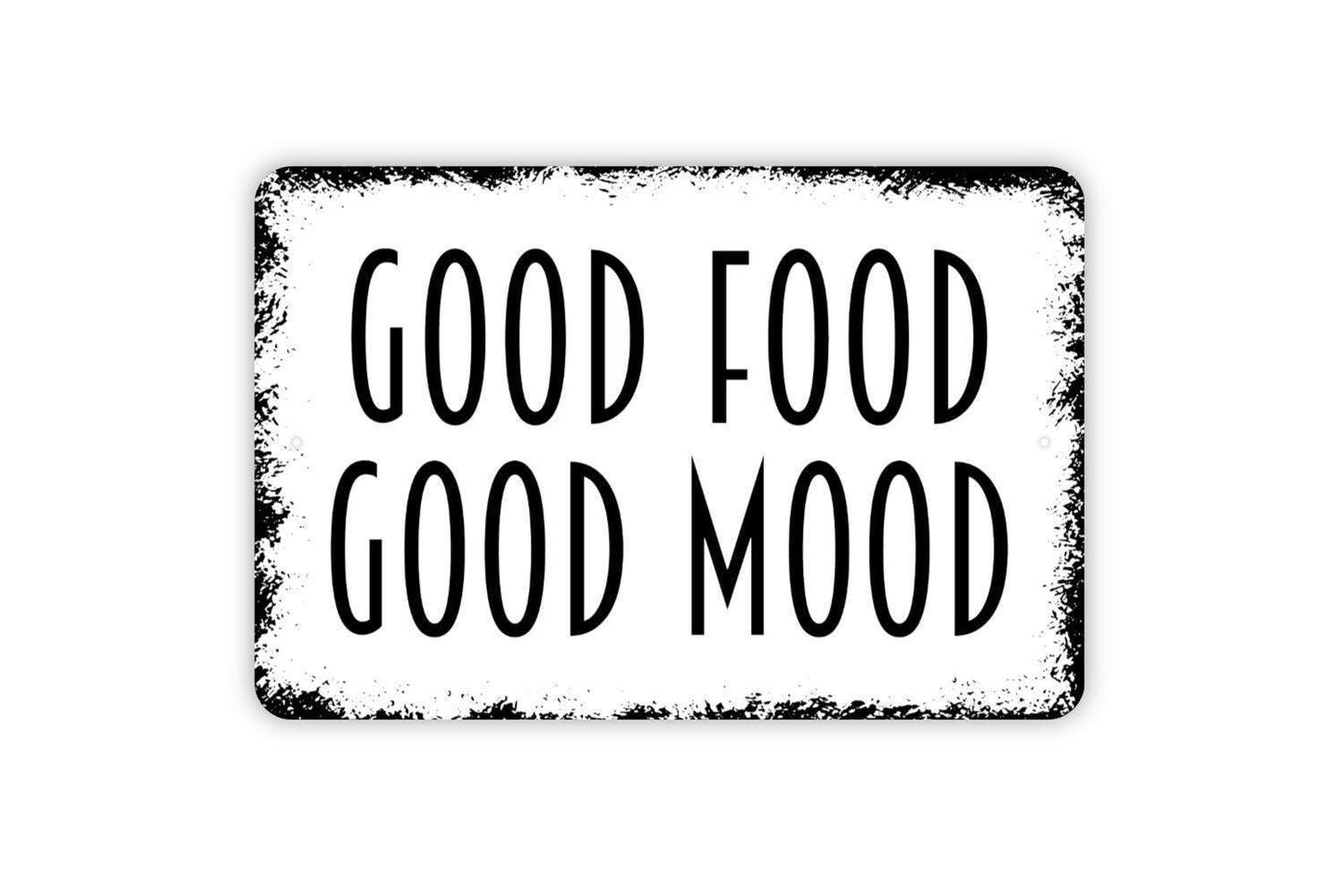 Good Food Good Mood Sign – Kitchen Wall Decor – Rustic Farmhouse Dining Room Sign – Inspirational Quote Art – Metal Sign or Vinyl Sticker