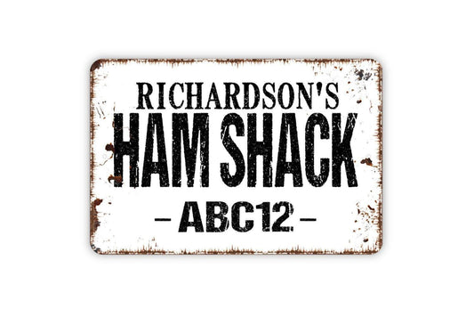 Personalized Ham Shack Radio Sign | Custom Ham Radio Call Sign Decor | Metal Sign or Vinyl Sticker for Radio Operator Gift