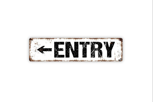 Entry With Arrow Sign | Directional Wall Decor | Metal Sign or Vinyl Sticker for Businesses, Events, Venues, or Property Entrances