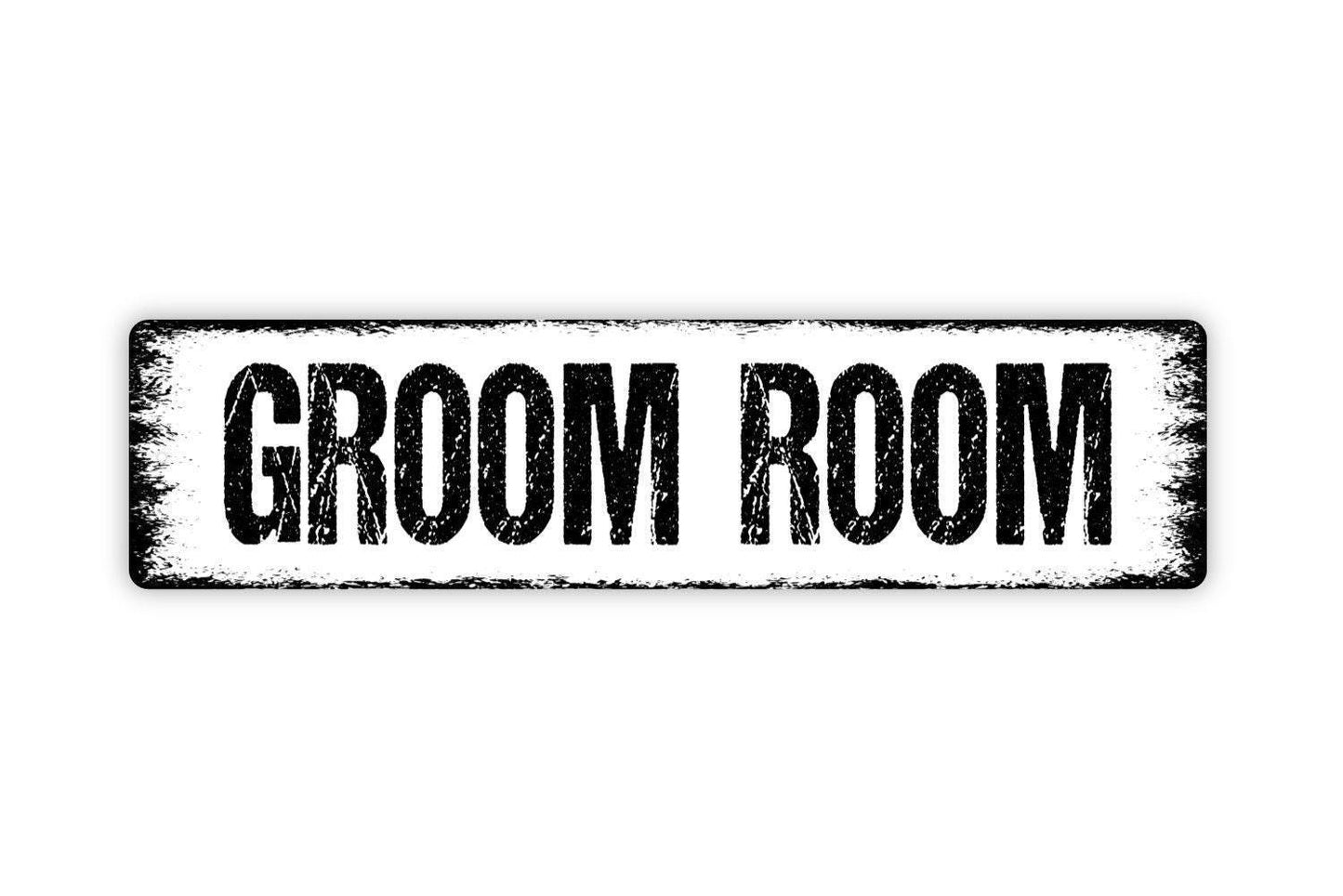 Groom Room Sign – Rustic Wedding Day Decor – Bridal Party Groom Prep Suite Getting Ready Door Wall Sign – Metal Sign or Sticker