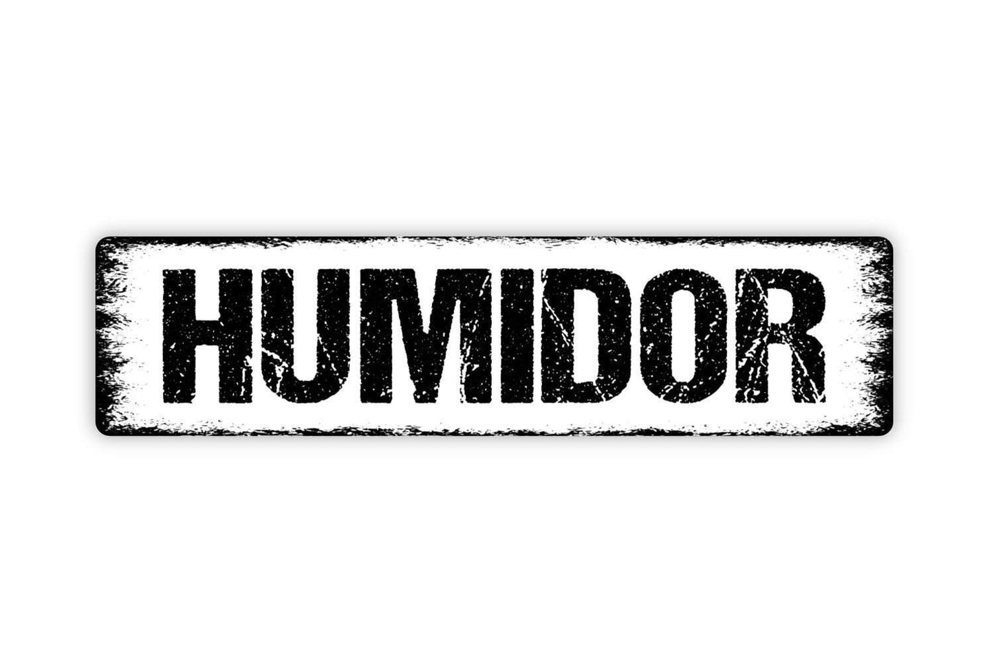 Humidor Sign - Cigar Lounge Bar Vinyl Sticker Or  Street Metal Sign or Door Name Plate Plaque