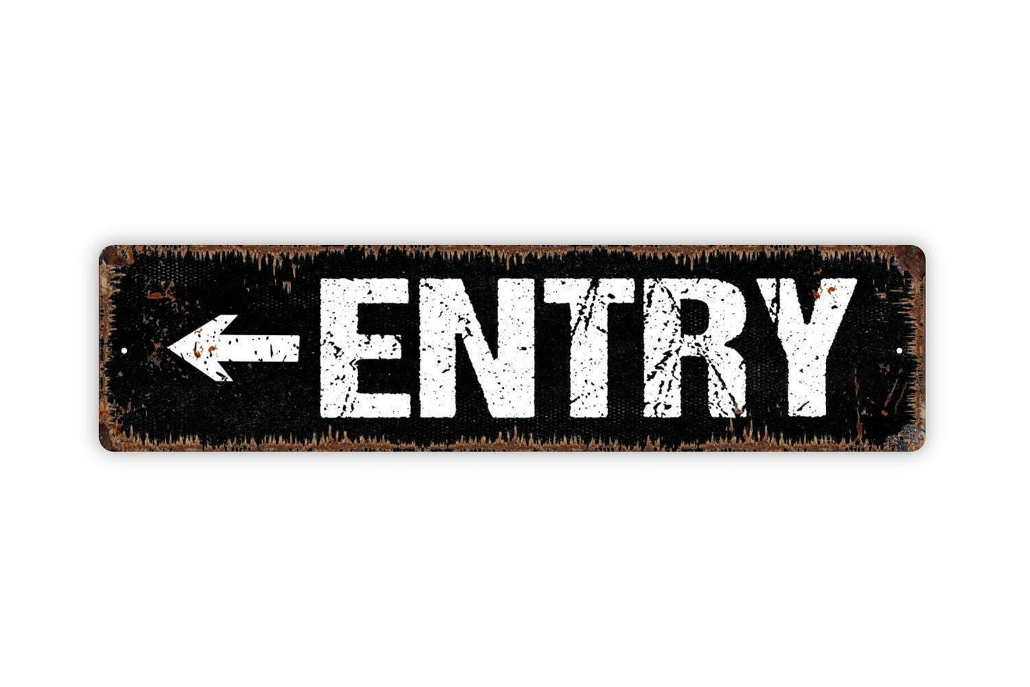Entry With Arrow Sign | Directional Wall Decor | Metal Sign or Vinyl Sticker for Businesses, Events, Venues, or Property Entrances