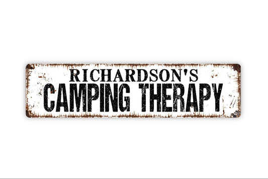 Personalized Camping Therapy Sign, Custom Metal Sign, Vinyl Sticker Or  Street Sign or Door Name Plate Plaque