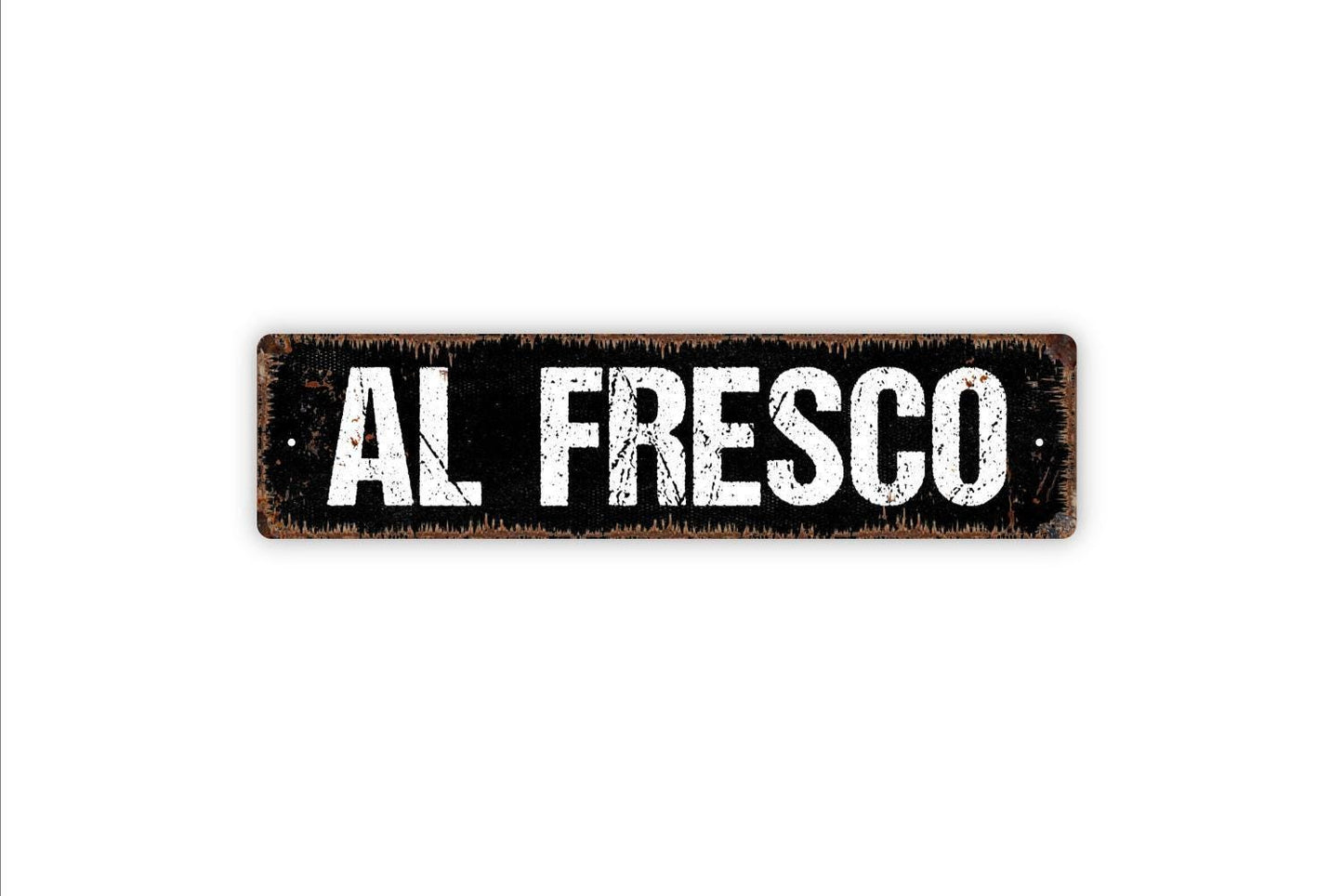 Al Fresco Sign – Outdoor Dining Patio Garden Kitchen Decor – Rustic Farmhouse Wall Art – Metal Sign or Vinyl Sticker