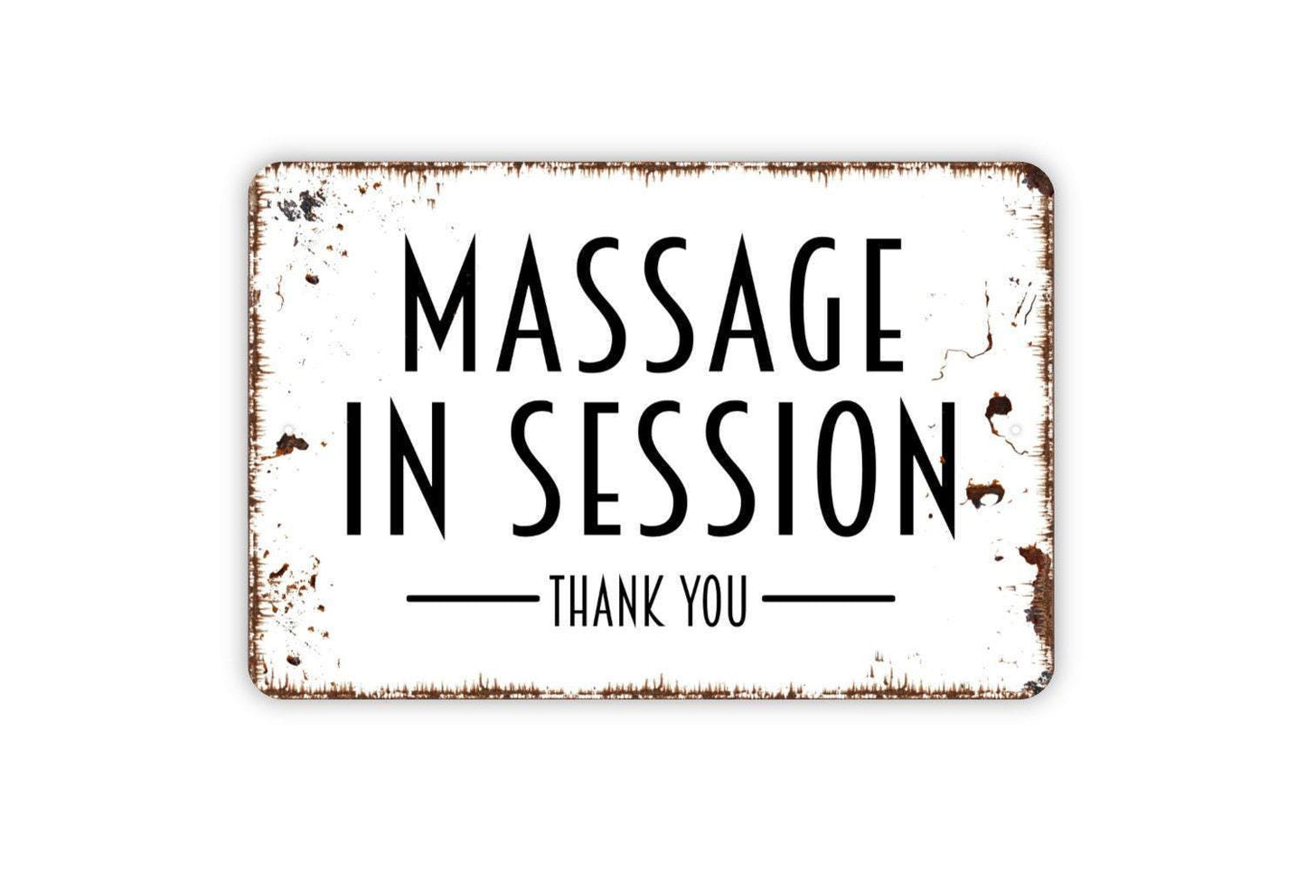 Massage In Session Sign – Spa Salon Therapy Room Door Wall Decor – Relaxation Wellness Treatment Notice – Metal Sign or Sticker