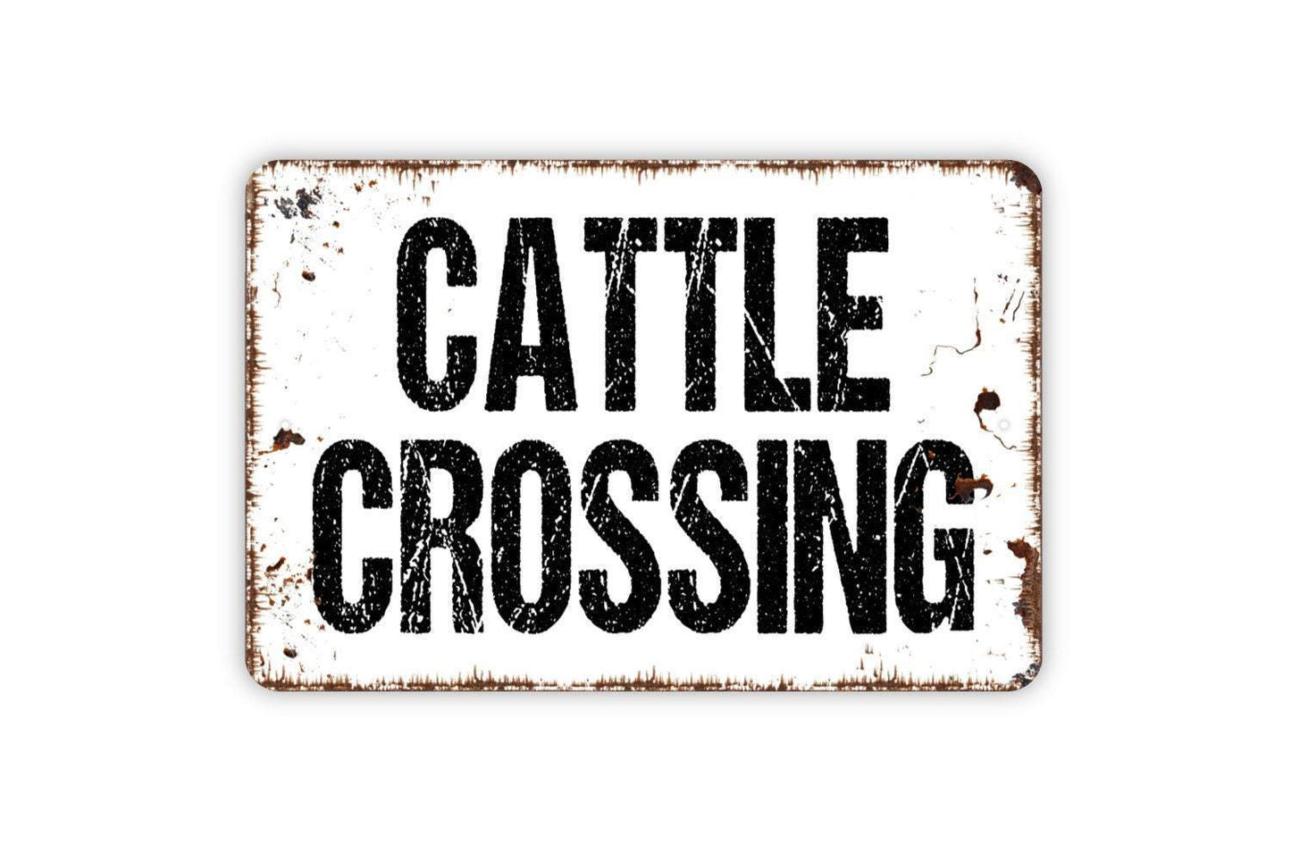 Cattle Crossing Sign - Farm Cow Metal Wall Art - Indoor or Outdoor