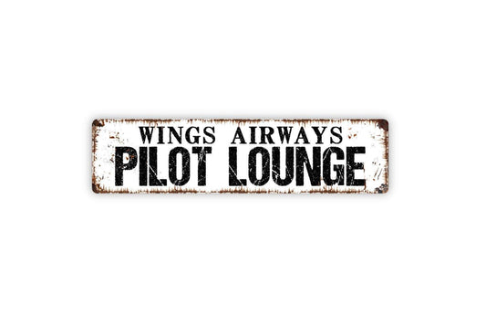 Personalized Pilot Lounge Sign - Airplane Hangar Fly Airport Vinyl Sticker Or  Street Metal Sign or Door Name Plate Plaque
