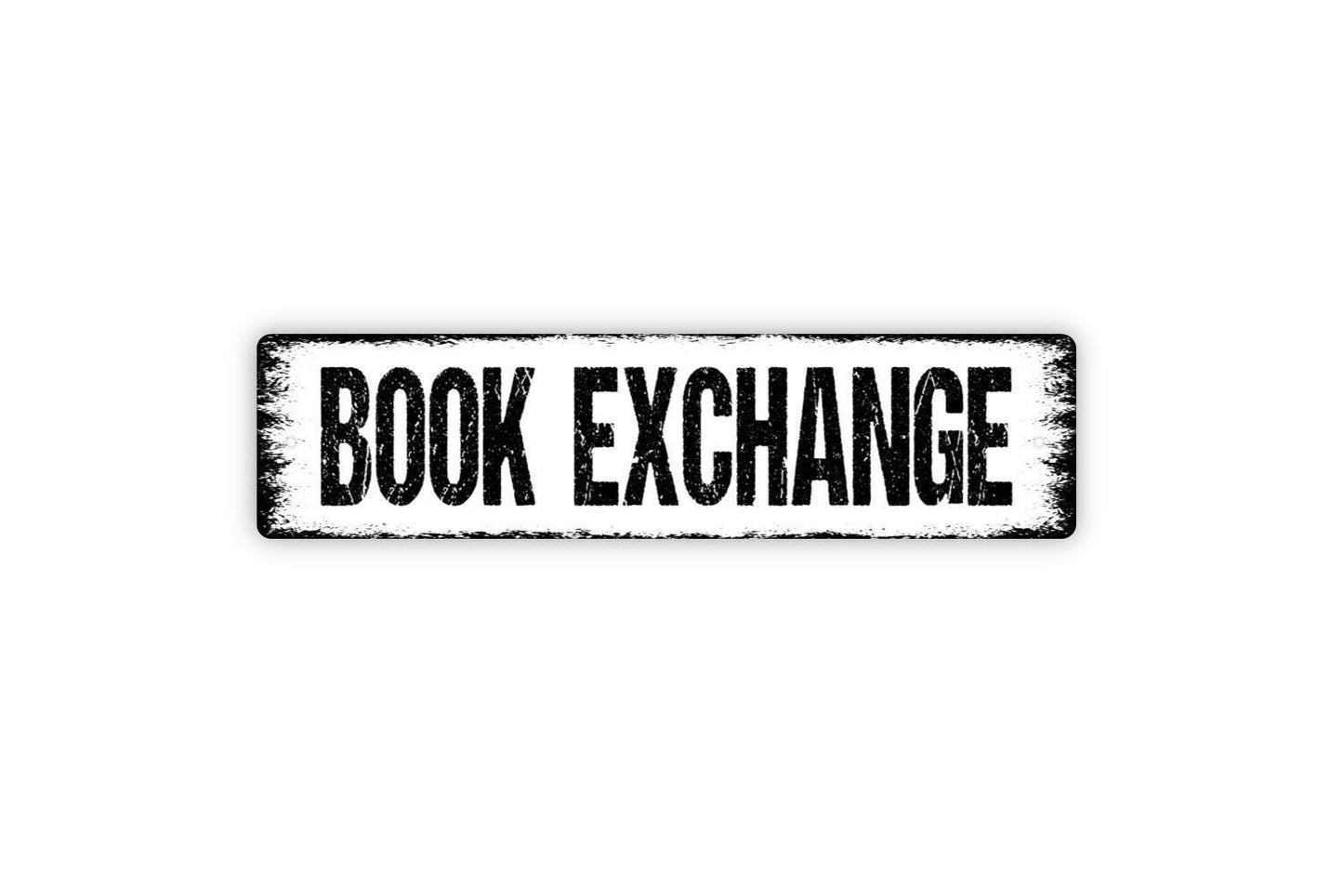 Book Exchange Sign - Lending Library Reading Room Corner Read Books Vinyl Sticker Or  Street Metal Sign or Door Name Plate Plaque