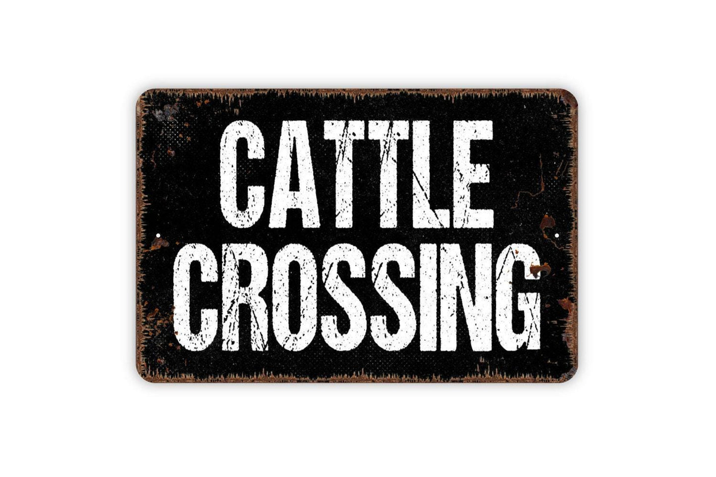 Cattle Crossing Sign - Farm Cow Metal Wall Art - Indoor or Outdoor