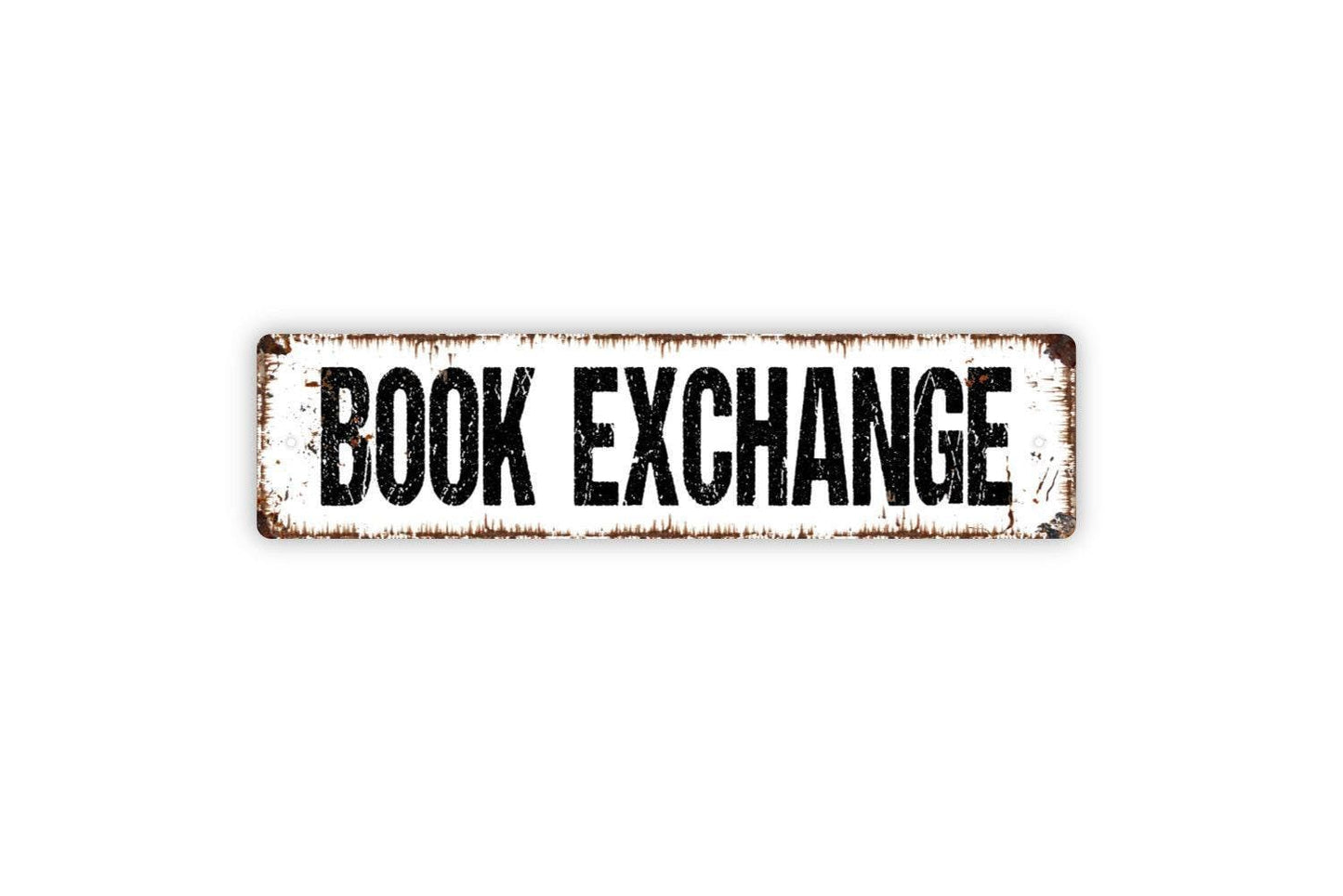 Book Exchange Sign - Lending Library Reading Room Corner Read Books Vinyl Sticker Or  Street Metal Sign or Door Name Plate Plaque