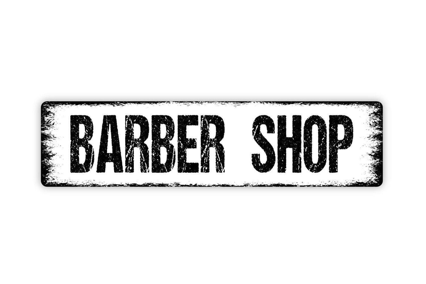 Barber Shop Sign - Hair Stylist Vinyl Sticker Or  Metal Street Sign or Door Name Plate Plaque