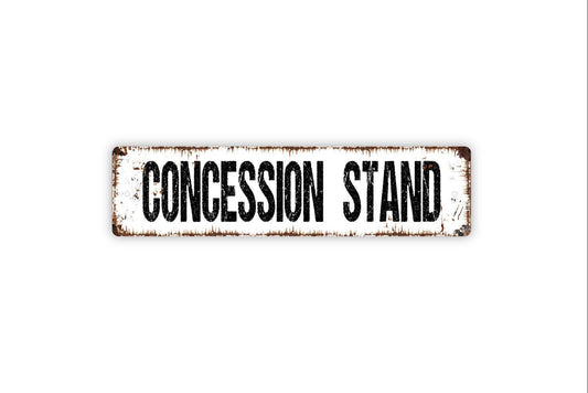 Concession Stand Sign - Kitchen Pantry Snacks Vinyl Sticker Or  Metal Street Sign or Door Name Plate Plaque