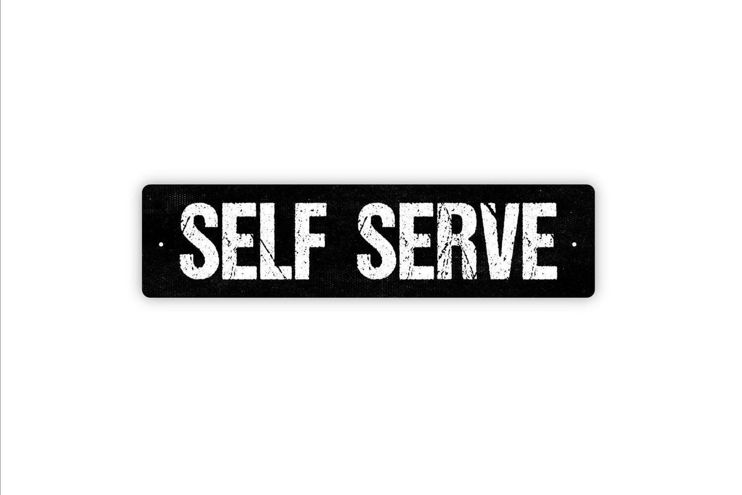 Self Serve Sign – Farmhouse Kitchen Dining Room Coffee Bar Wall Decor – Rustic Home Guest Room Food Service Sign – Metal Sign or Sticker