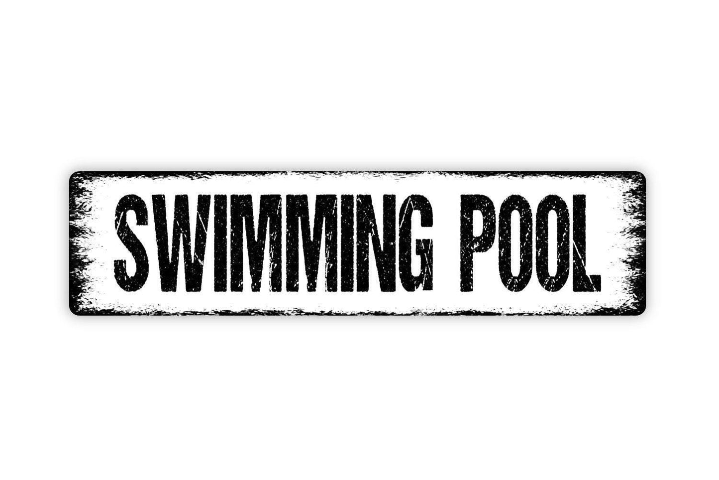 Swimming Pool Sign - Pool House Towels Bath Backyard Patio Paradise Swim Dive Bar Rustic Street Metal Sign or Door Name Plate Plaque