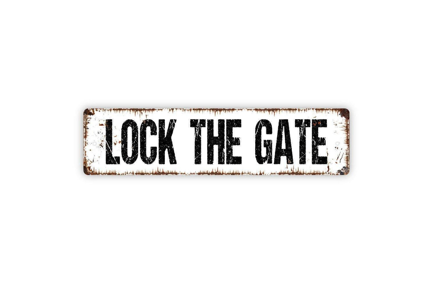 Lock The Gate Sign - Please Close Gate Keep Locked Vinyl Sticker Or  Street Metal Sign or Door Name Plate Plaque