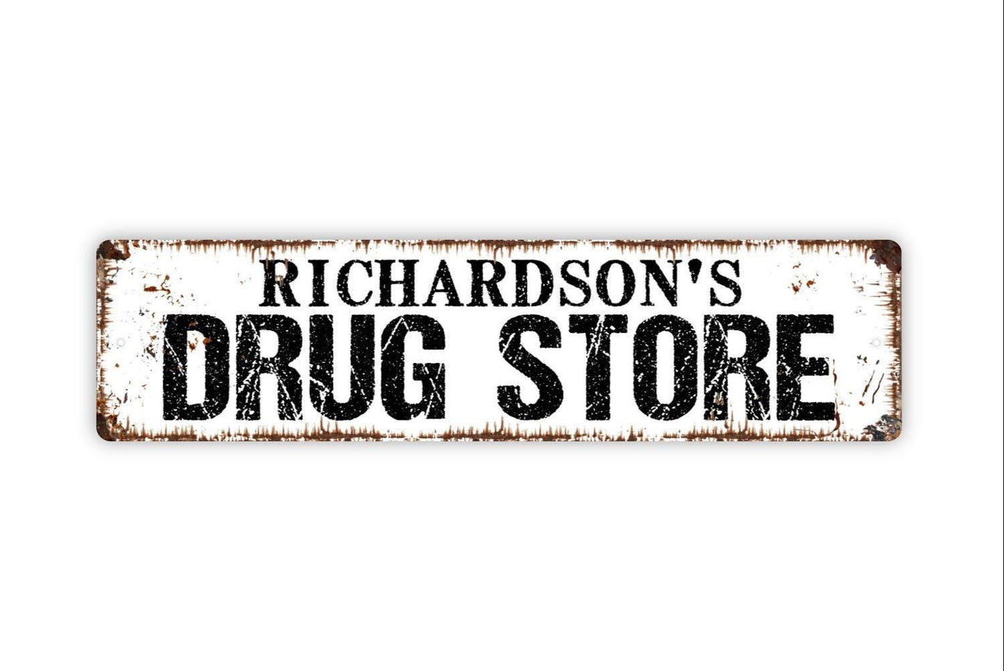 Personalized Drug Store Sign, Custom Metal Sign, Vinyl Sticker Or  Street Sign or Door Name Plate Plaque