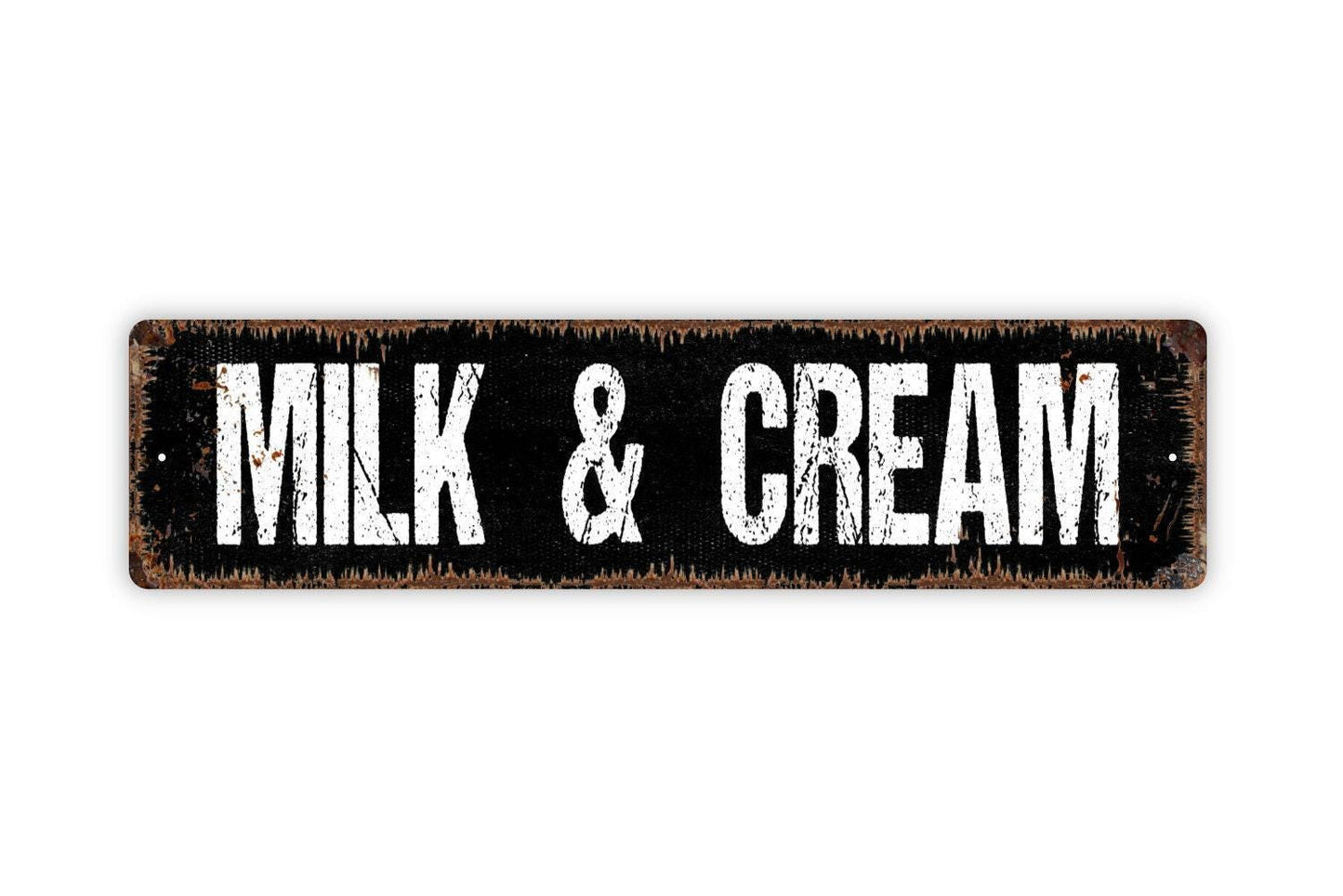 Milk and Cream Sign - Kitchen Dairy Cow Pantry Farmers Market Farm Fresh Vinyl Sticker Or  Street Metal Sign or Door Name Plate Plaque