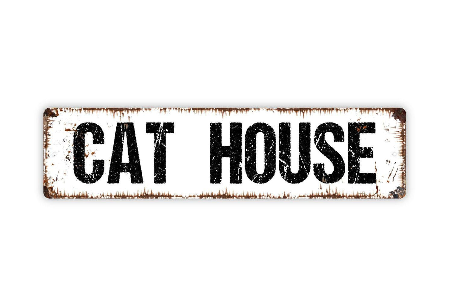 Cat House Sign - Kitten Kitty Pet Lover Cat Lady Vinyl Sticker Or  Street Metal Sign or Door Name Plate Plaque