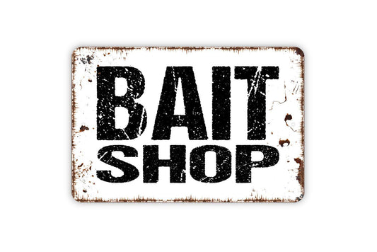 Bait Shop Sign | Rustic Fishing Wall Decor | Lake House or Cabin Sign | Custom Metal Sign or Vinyl Sticker | Fisherman Gift Wall Art